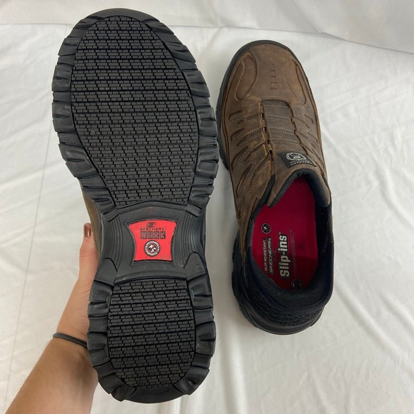 Skechers men's leather Ryker work comp toe slip resistant slip-ins boots shoes - Picture 5 of 9